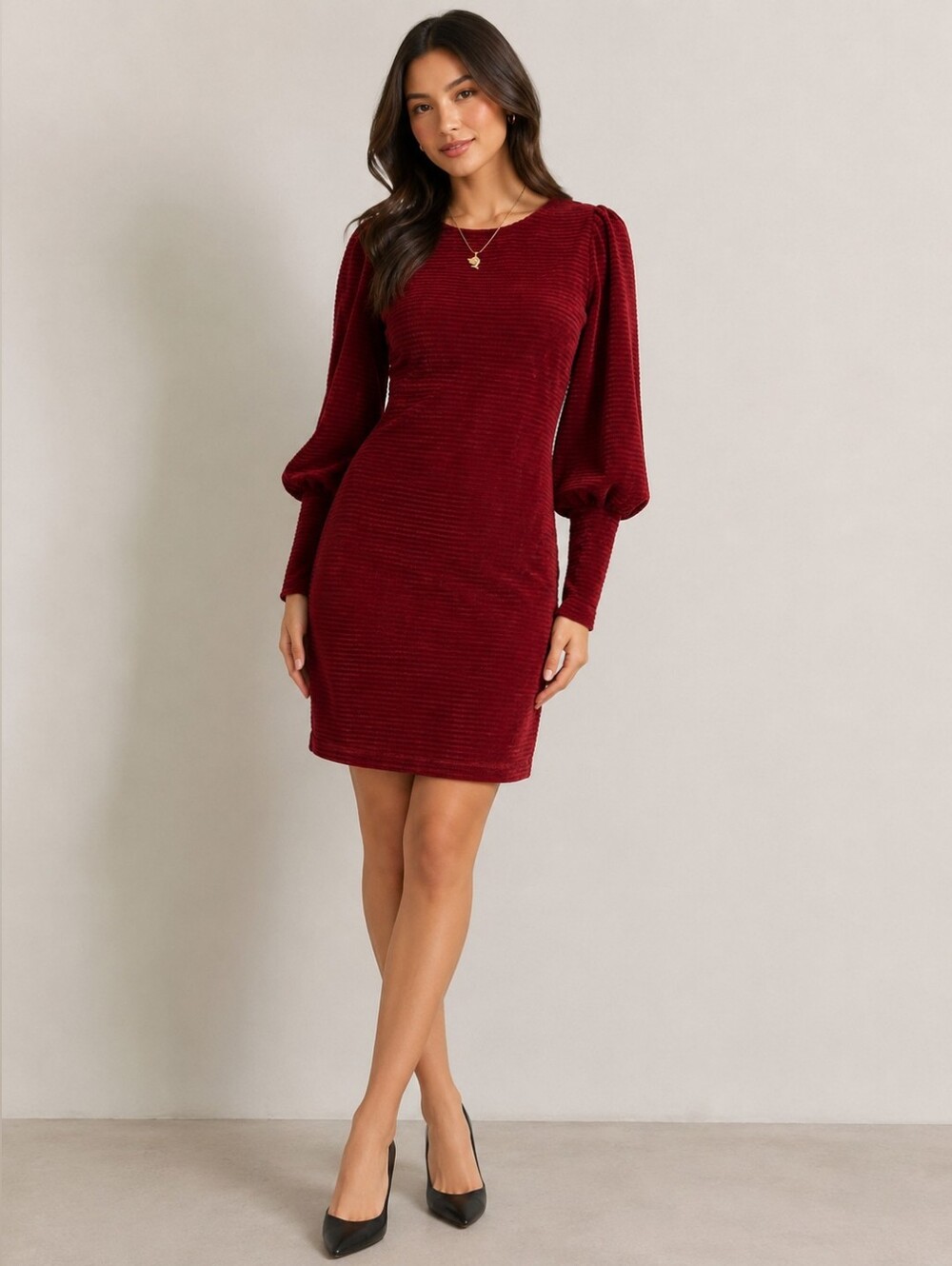 Chenault longsleeve Wine Red Dress